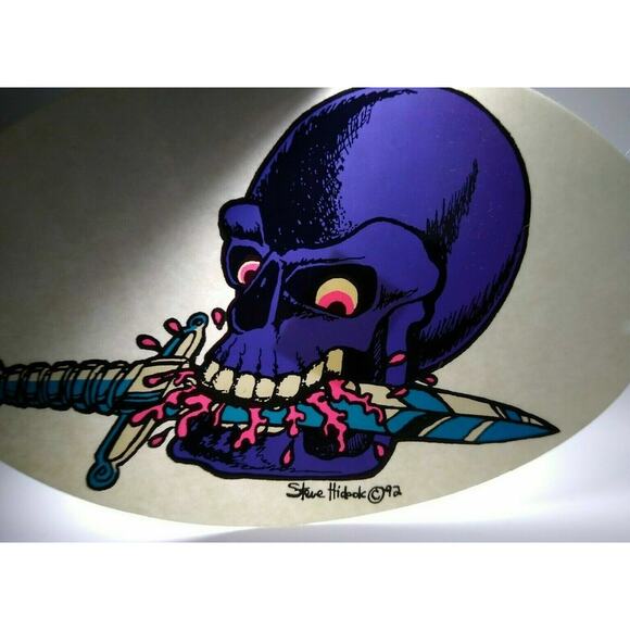 Grateful Dead Vintage Original Car Window Decal Skull Knife In Mouth '92 Hidock - Picture 1 of 7